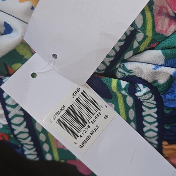 London Times Dress Sz 16 Sleeveless V-Neck Floral Maxi Preppy, Vacationwear - Picture 14 of 16